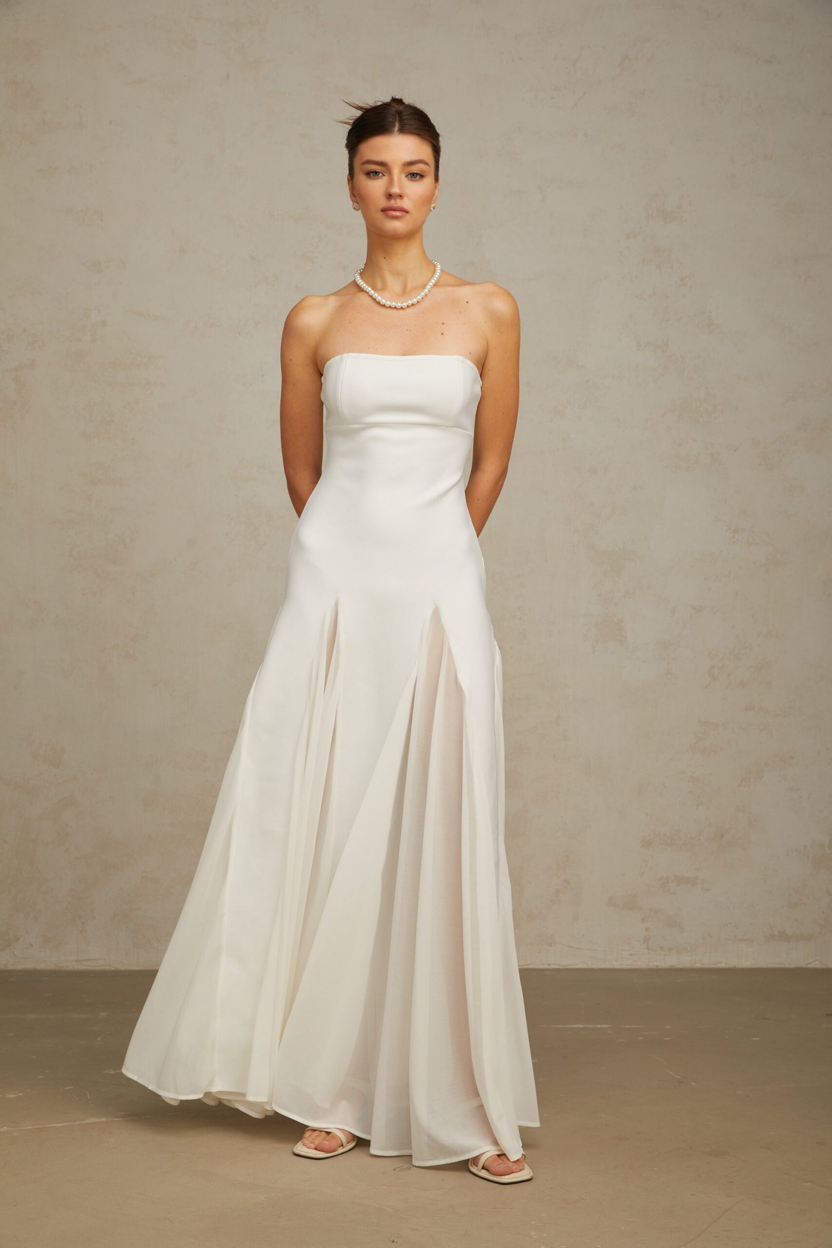 NATHALIE WHITE TULLE MAXI DRESS FOR FORMAL EVENTS