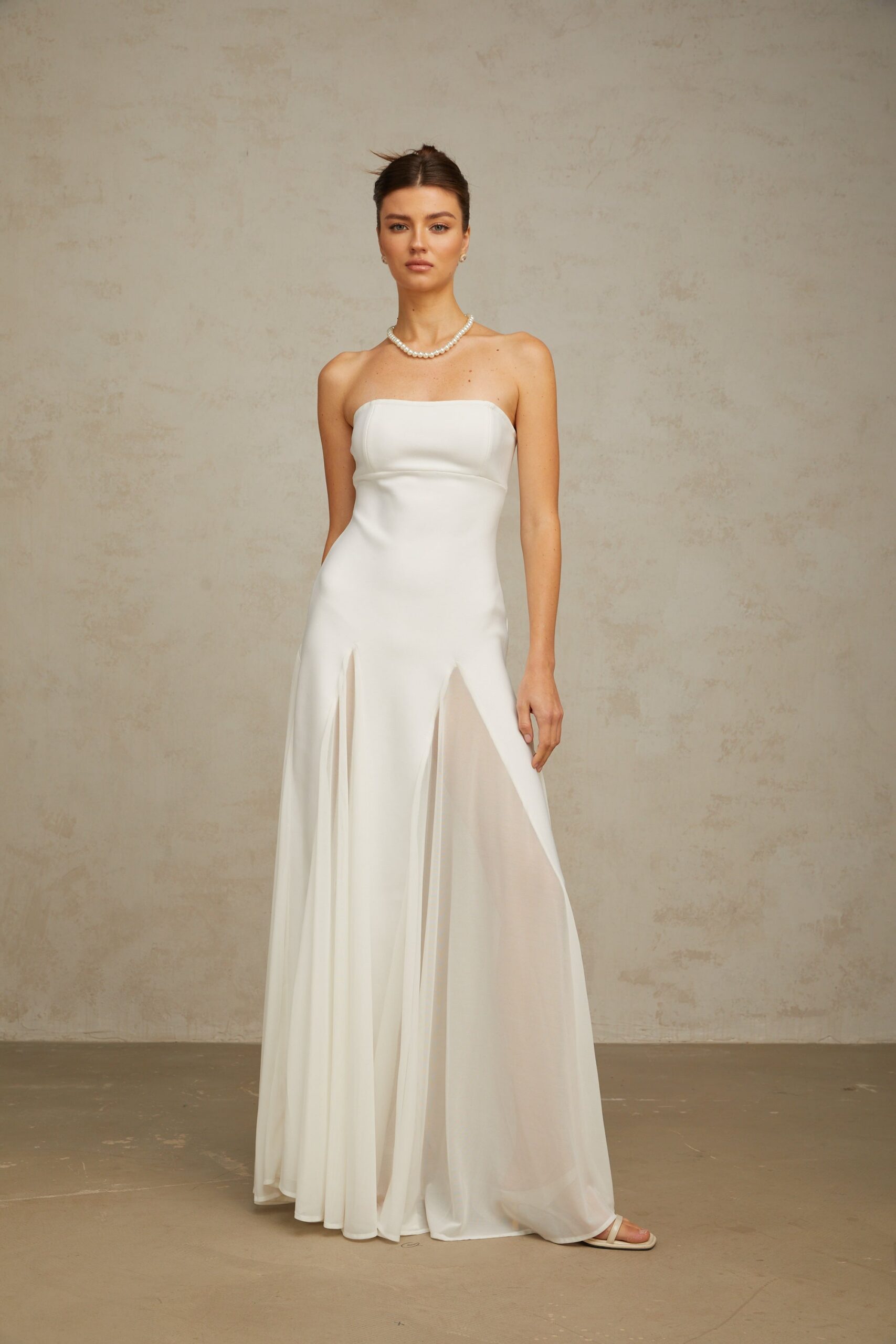 NATHALIE WHITE TULLE MAXI DRESS FOR FORMAL EVENTS