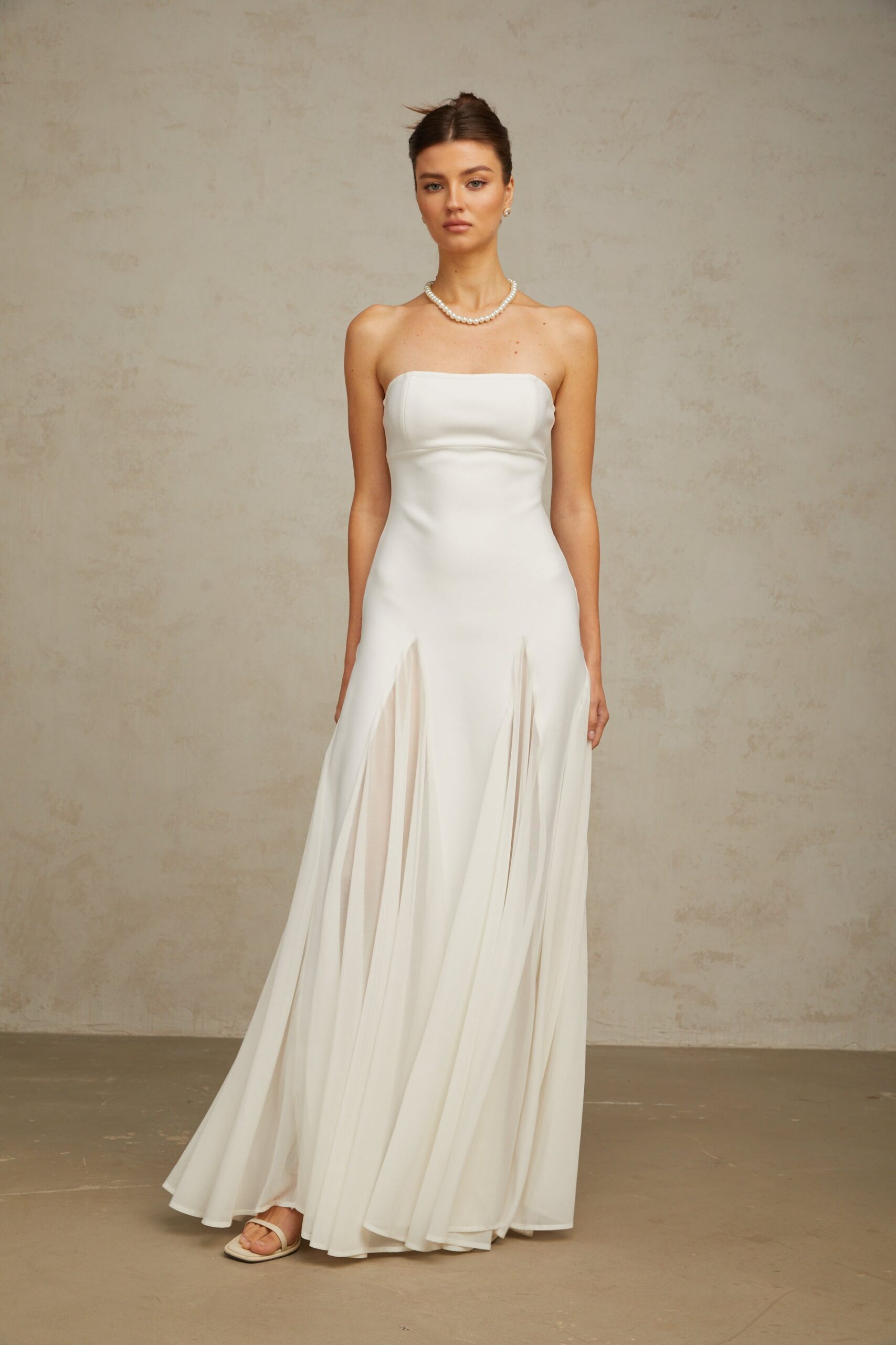 NATHALIE WHITE TULLE MAXI DRESS FOR FORMAL EVENTS