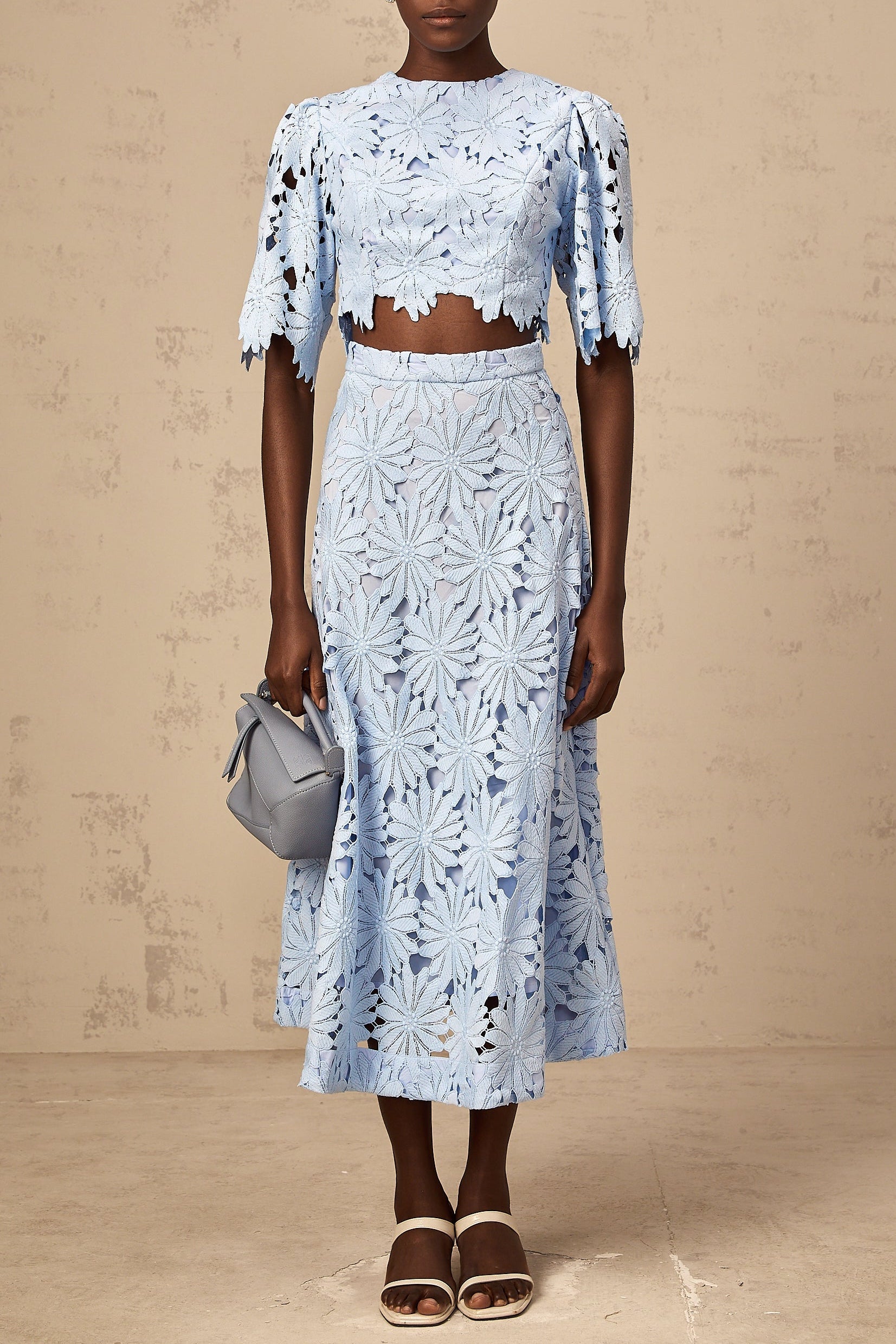 PENNY LACE BLOUSE & MAXI SKIRT SET - BLUE