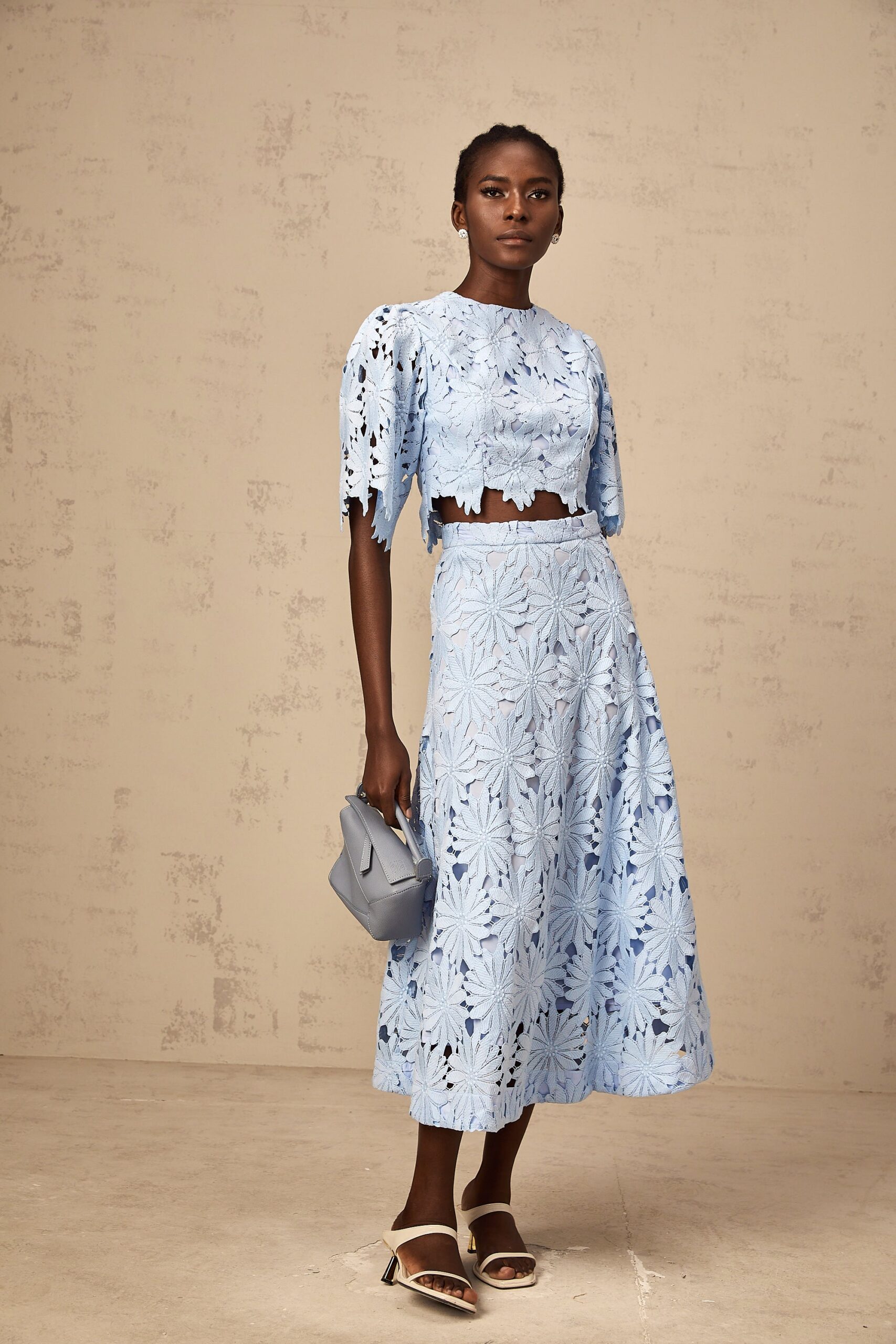 PENNY LACE BLOUSE & MAXI SKIRT SET - BLUE