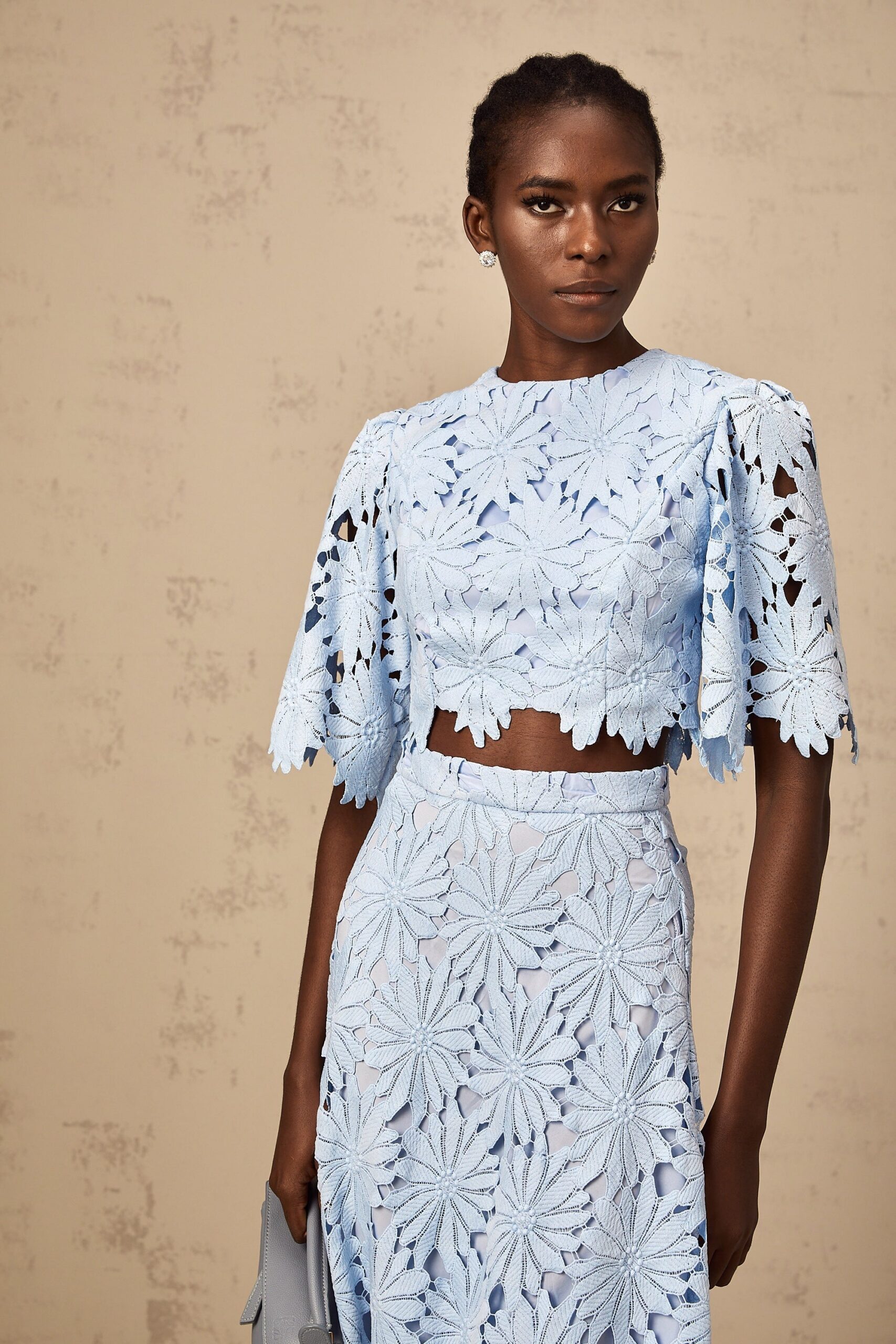 PENNY LACE BLOUSE & MAXI SKIRT SET - BLUE
