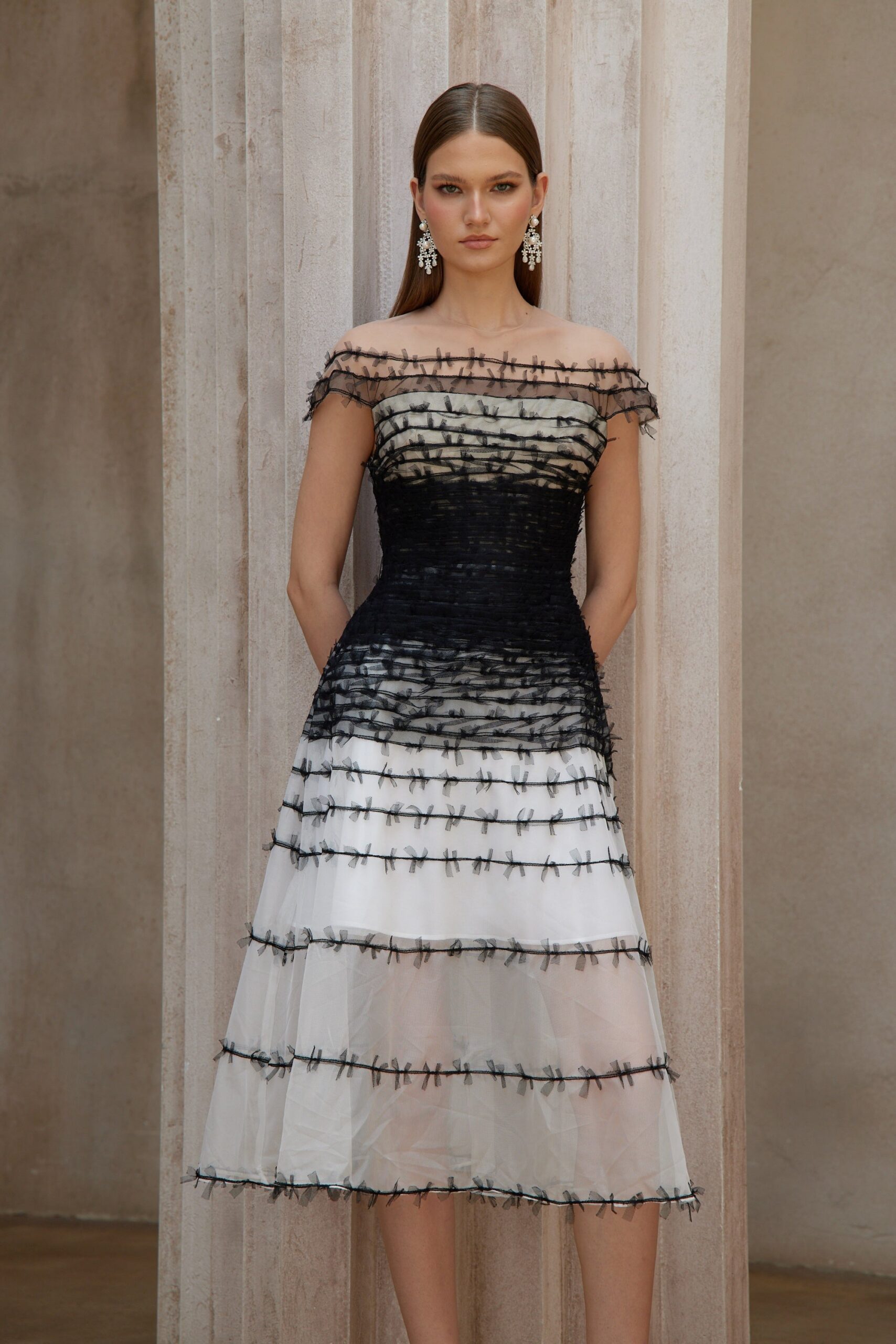 JENNIFER OFF-SHOULDER LACE MAXI DRESS BLACK