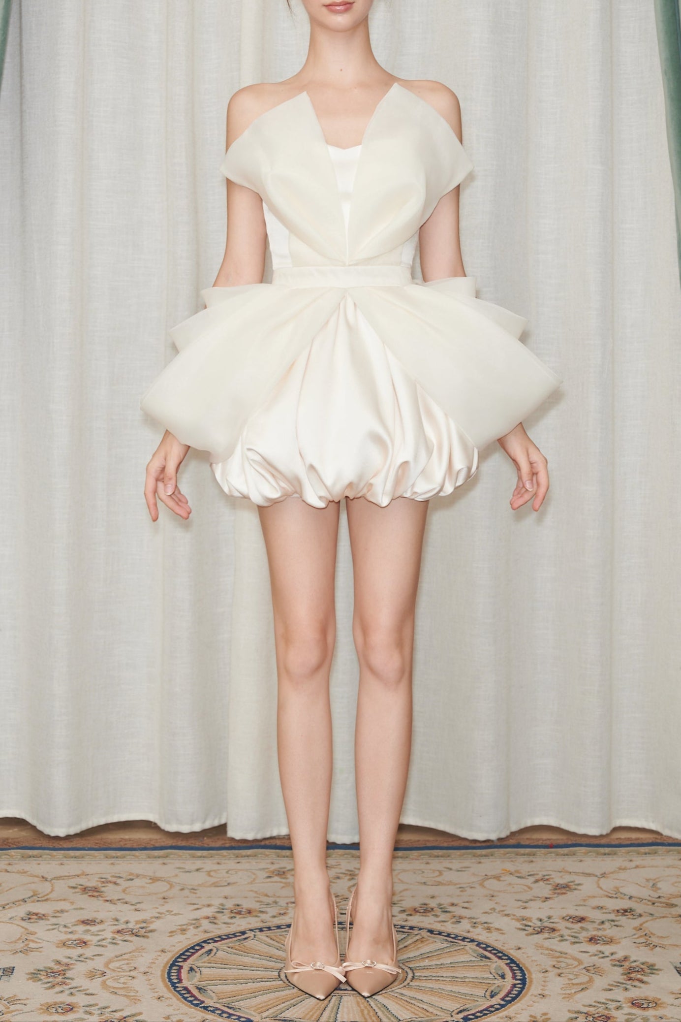20250215160126 FLOWER BUD MINI DRESS WHITE - WEDDING GUEST