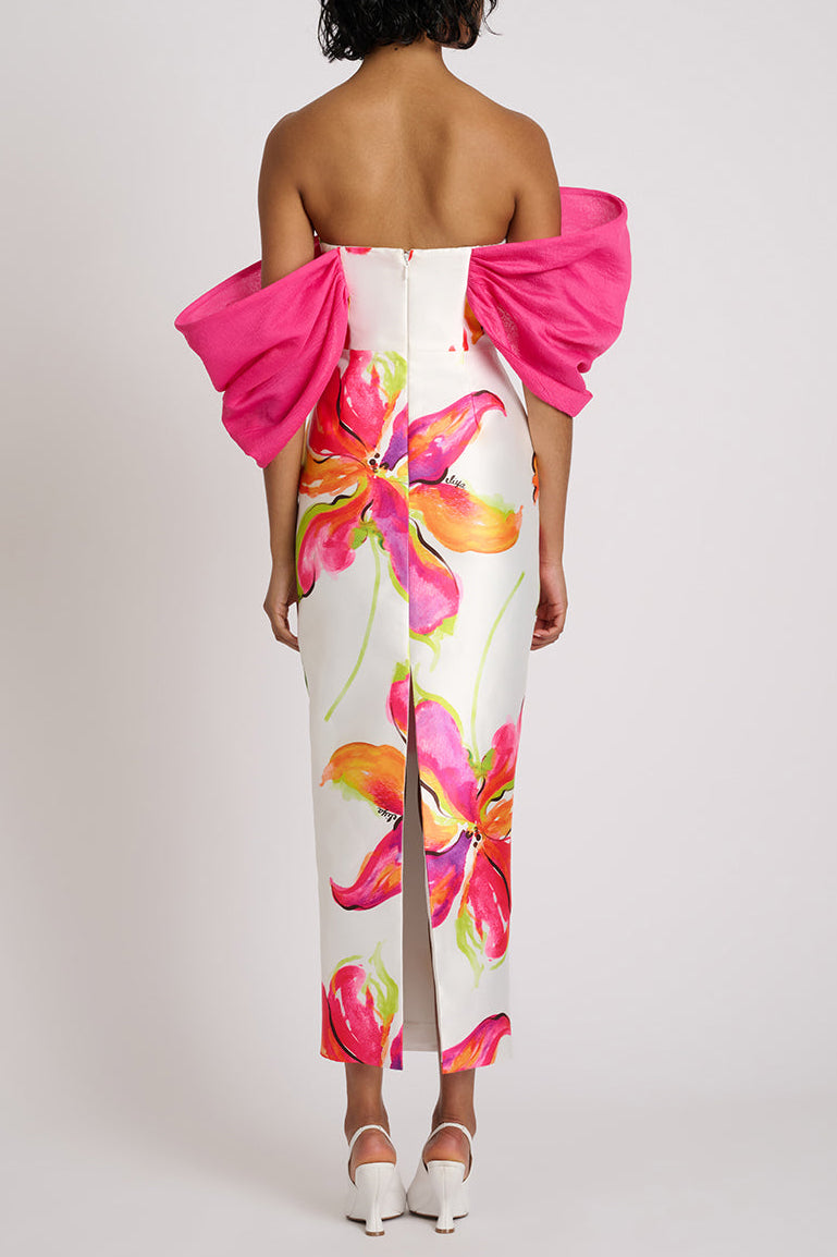 SYLVIA WHITE FLORAL STRAPLESS MAXI DRESS FOR WEDDING