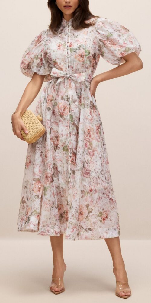 philipppa multicolor Floral Print Puff Sleeve Midi Dress philipppa multicolor Floral Print Puff Sleeve Midi Dress