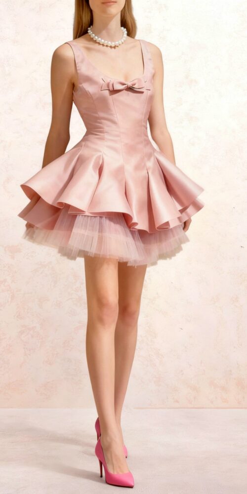fluffy Mini Dress In Pink fluffy Mini Dress In Pink