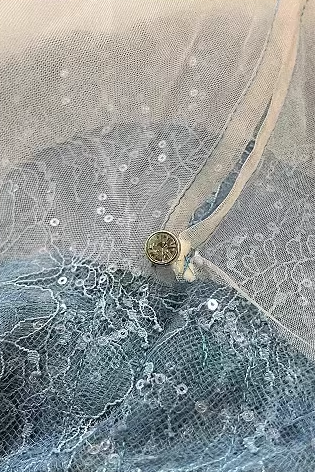BLUE BEADED LACE COCKTAIL DRESS