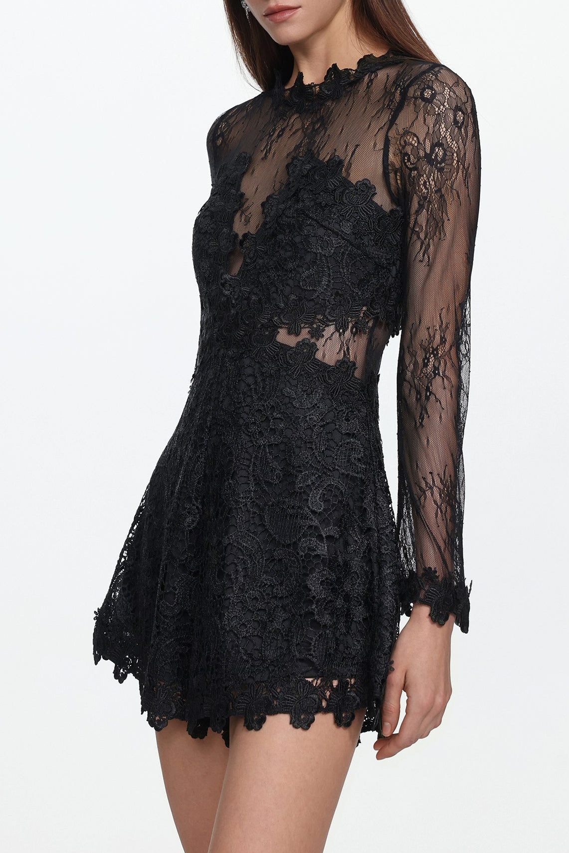SHEER LACE LONG SLEEVE ROMPER FOR EVENTS