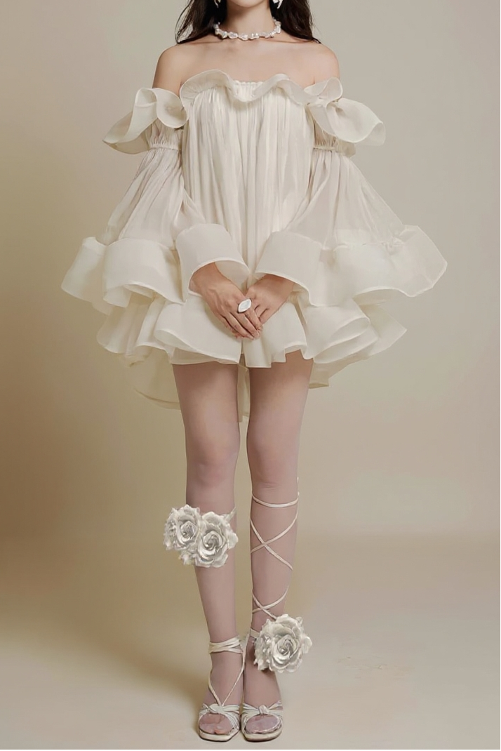 2026-02-05_141559_686 BERNICE WHITE RUFFLE CRINKLE MINI DRESS