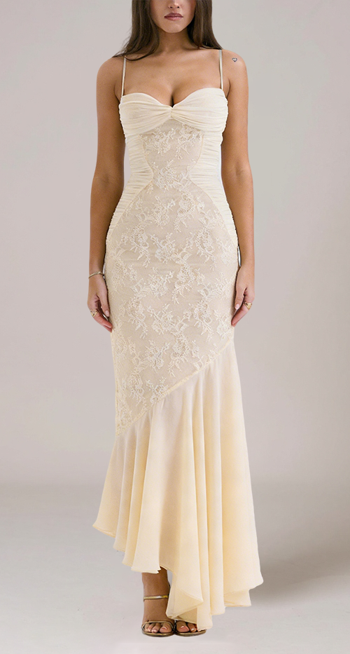 Audrey chiffon & lace midi dress