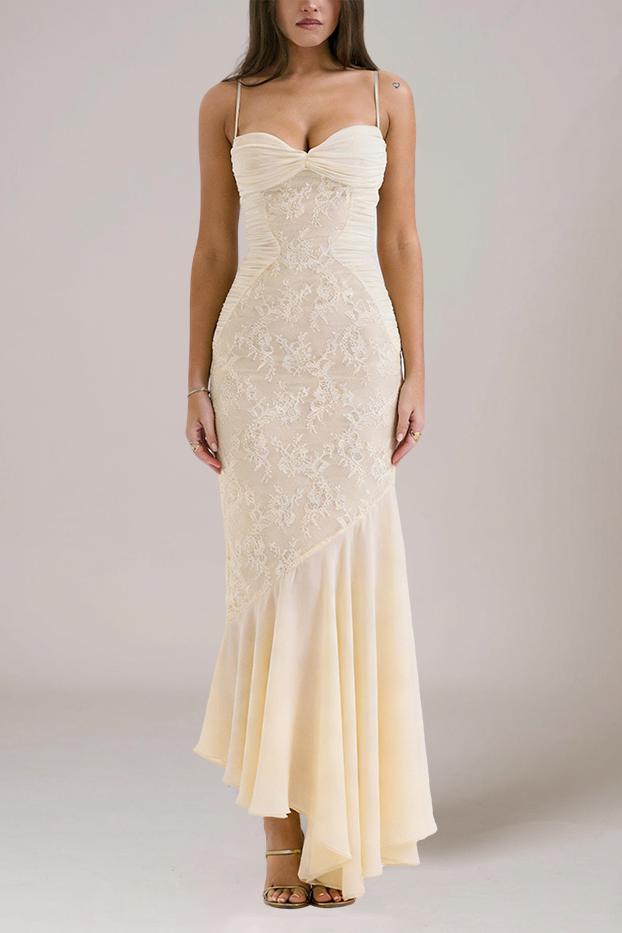 Audrey chiffon & lace midi dress