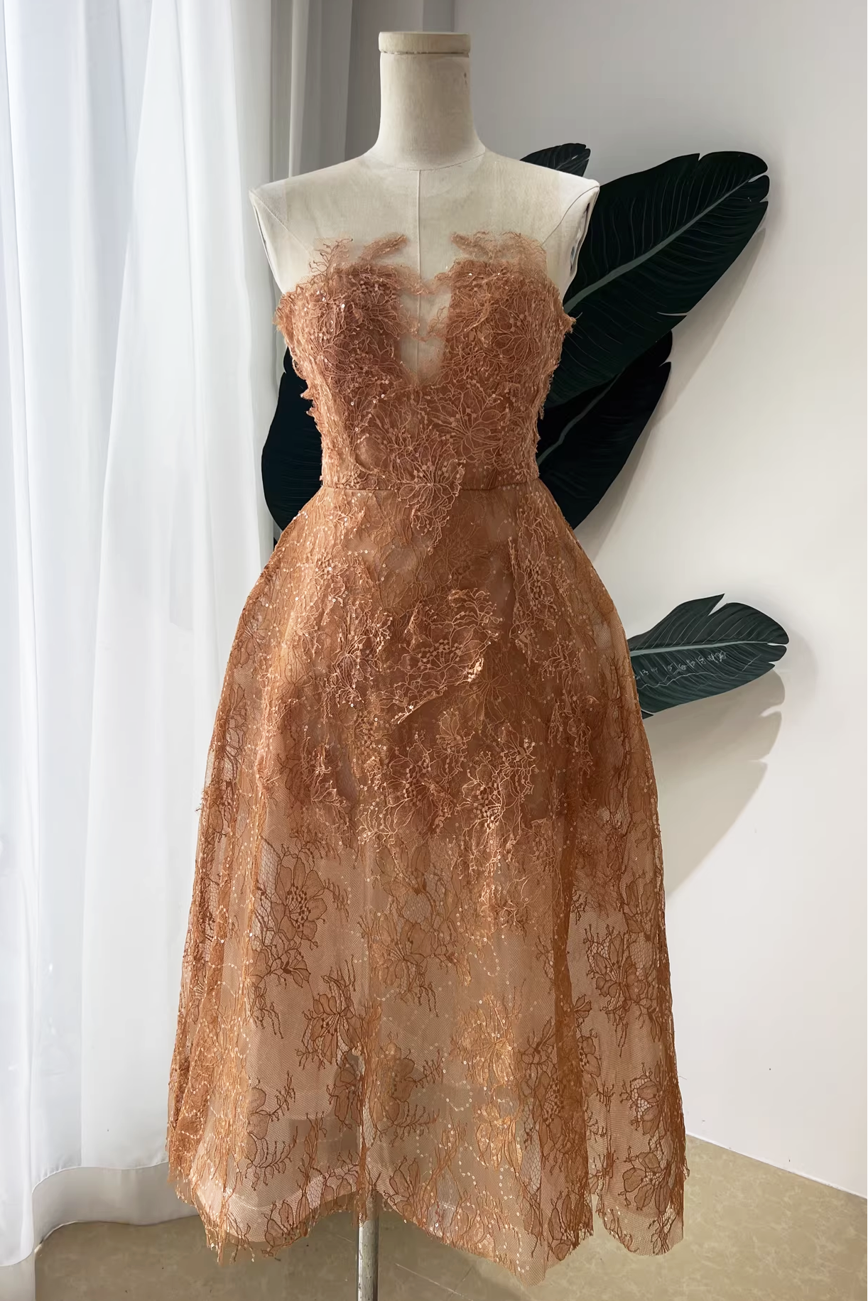 HONEY BEADED LACE COCKTAIL DRESS