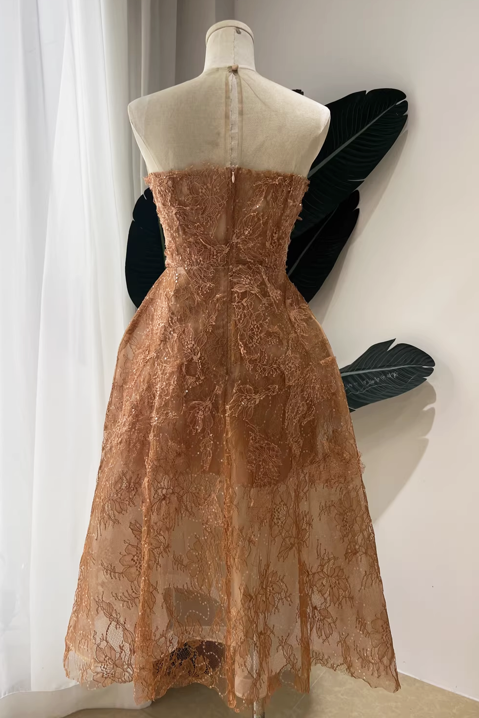 HONEY BEADED LACE COCKTAIL DRESS