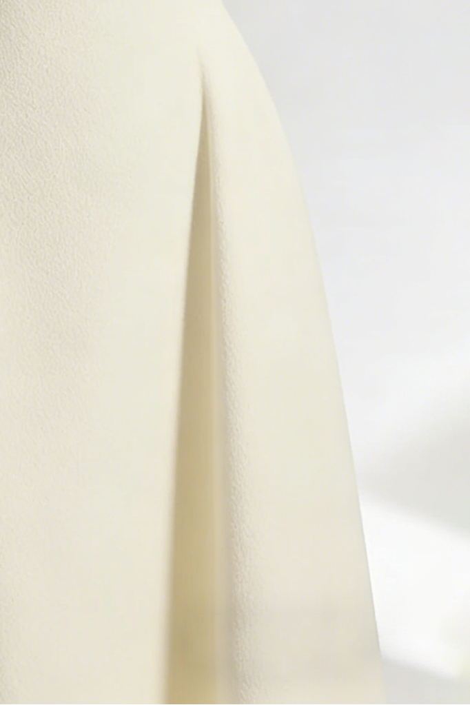 A-LINE OFF-SHOULDER BEIGE MIDI DRESS FOR WEDDING