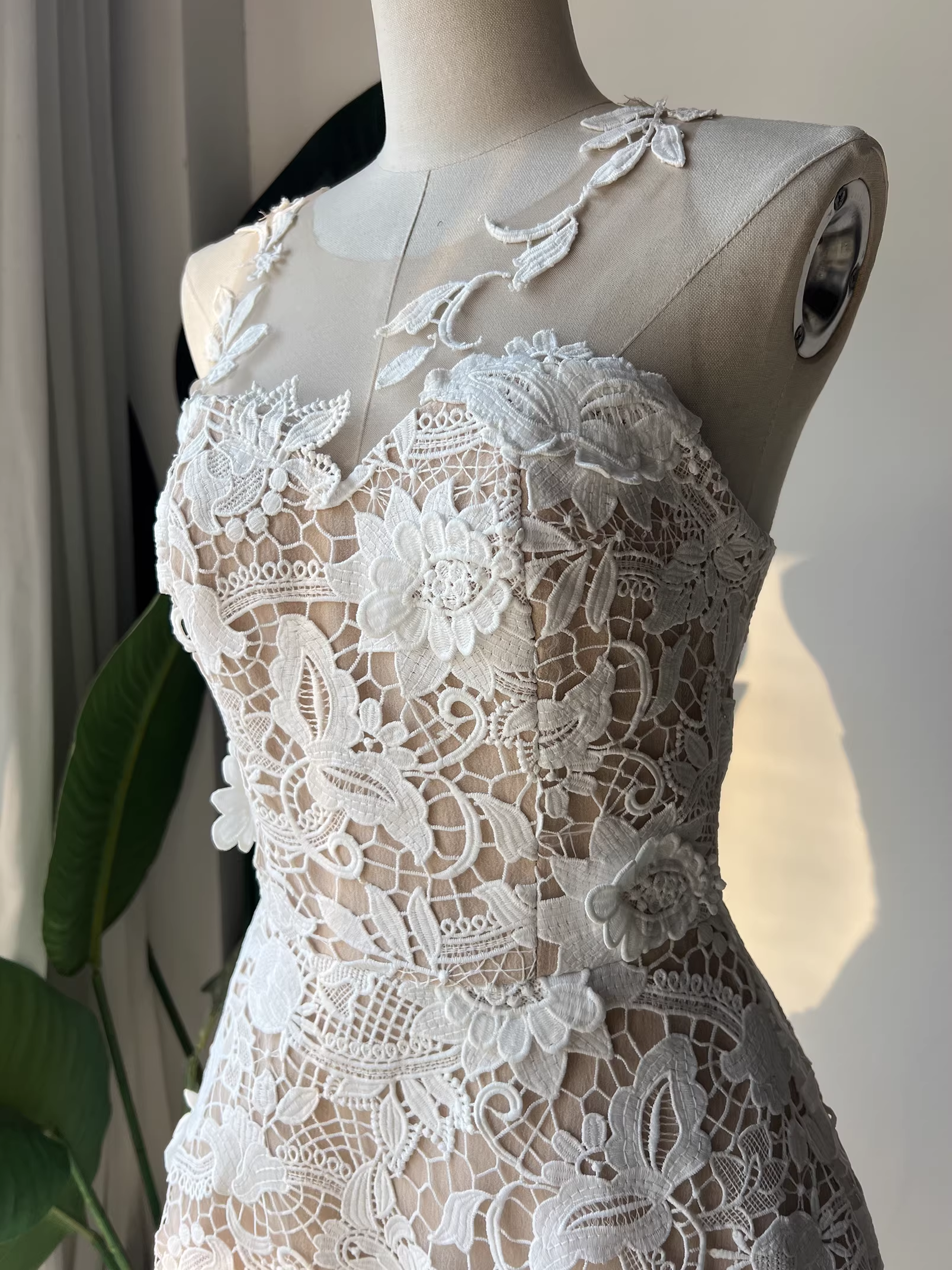 ERICA WHITE FLORAL LACE MIDI DRESS FOR WEDDING GUEST