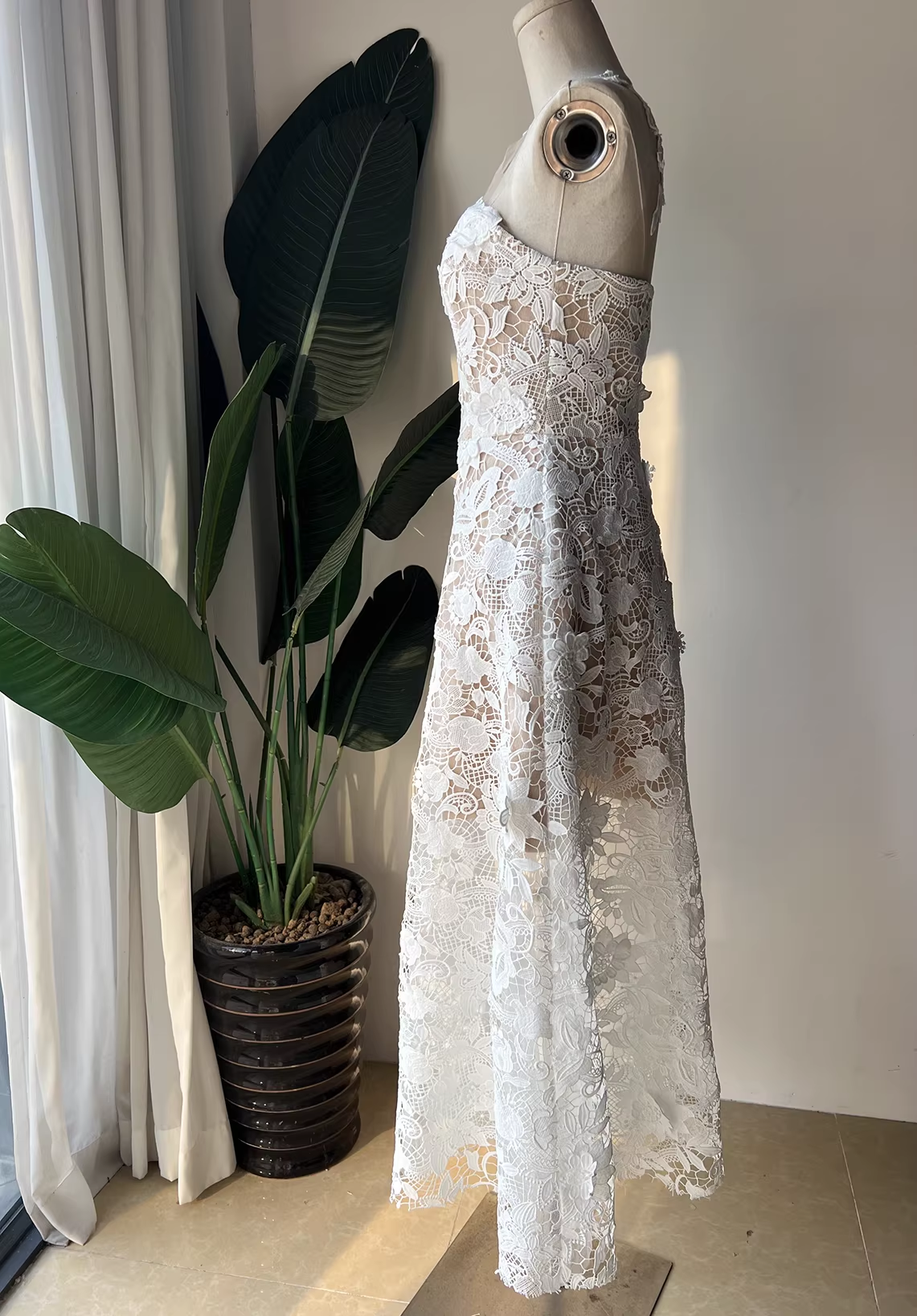 ERICA WHITE FLORAL LACE MIDI DRESS FOR WEDDING GUEST