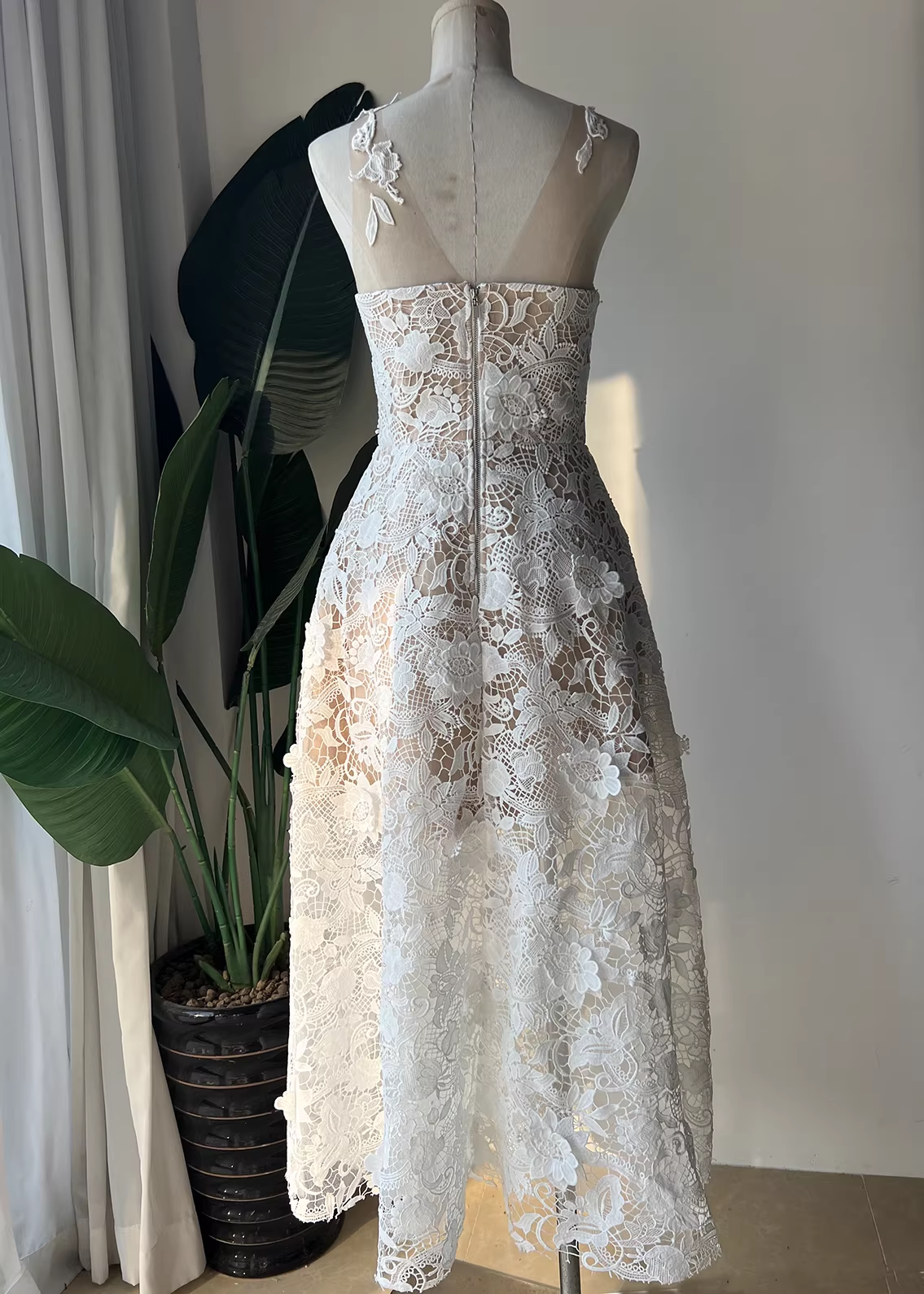 ERICA WHITE FLORAL LACE MIDI DRESS FOR WEDDING GUEST