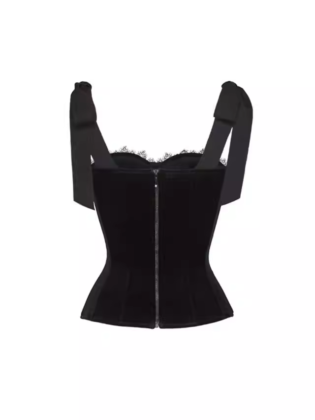 CORA BLACK VELVET BUSTIER CORSET MINI DRESS SUIT