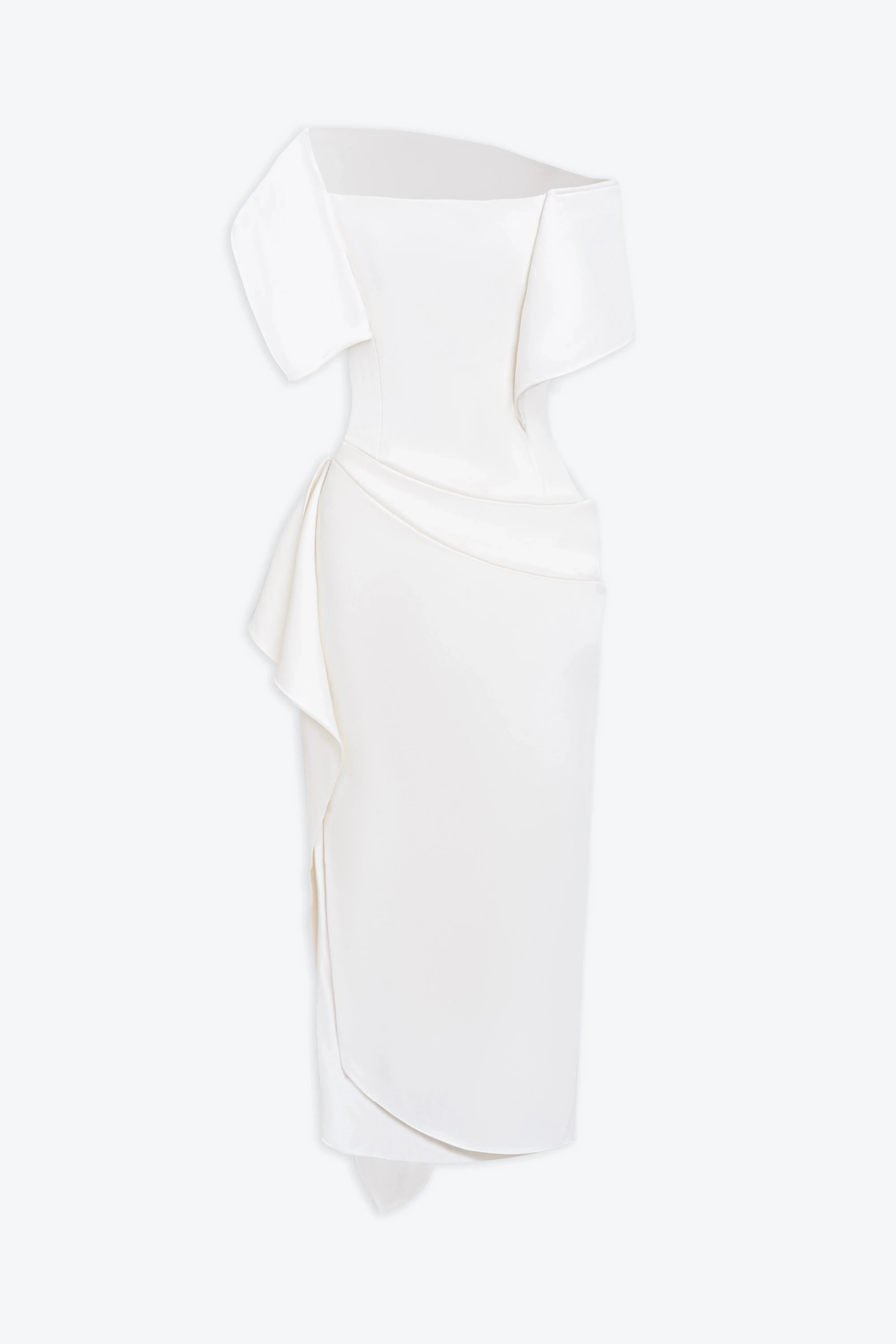 ARENE SHEATH MIDI DRESS, DIAGONAL NECK, SPANDEX COCKTAIL