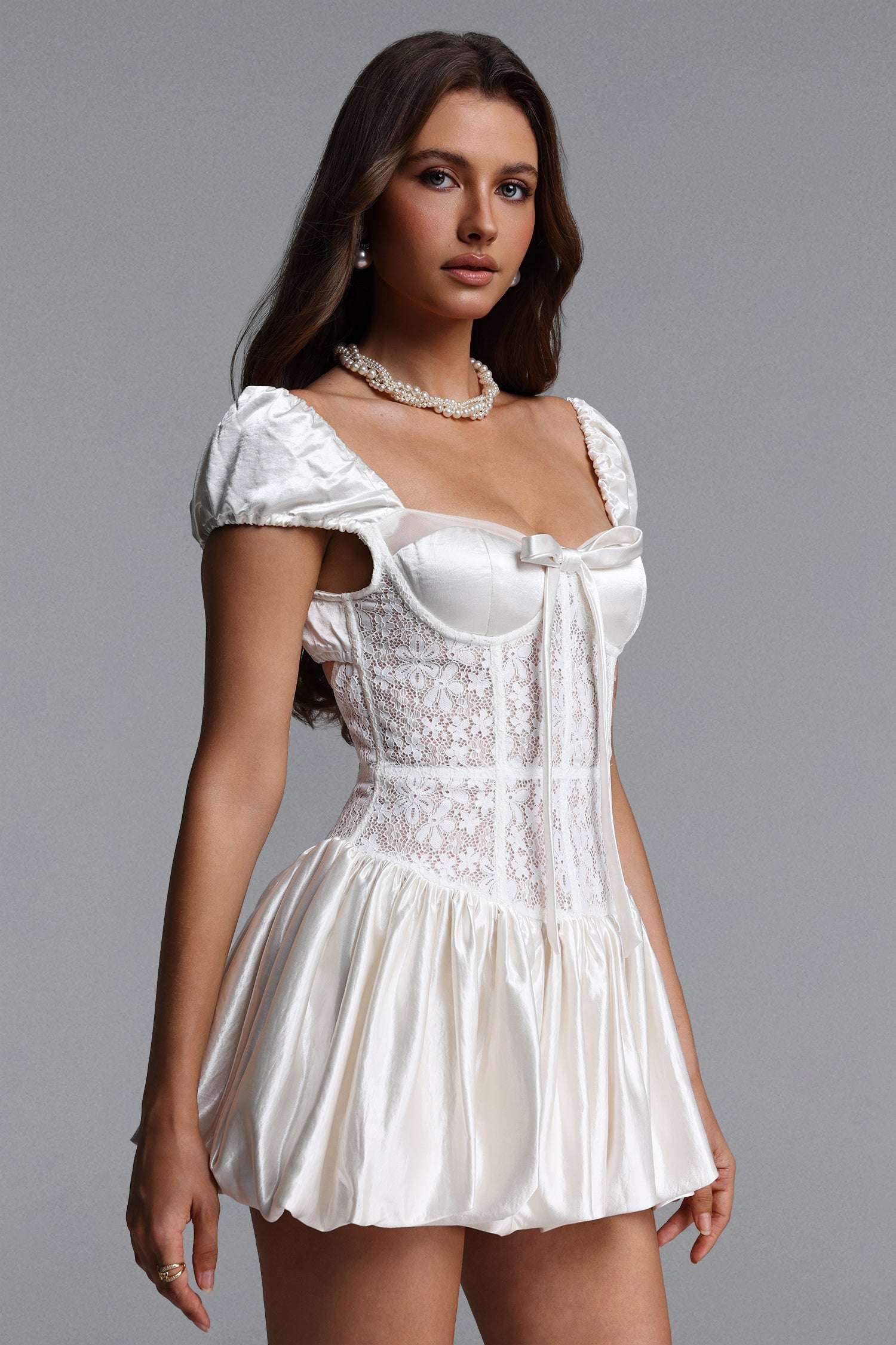 HURESA BOW WOVEN MINI DRESS FOR DAY PARTY