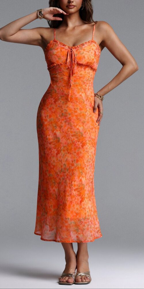 Ienee Sleeveless Ruffle Floral Print Woven Maxi Dress Ienee Sleeveless Ruffle Floral Print Woven Maxi Dress