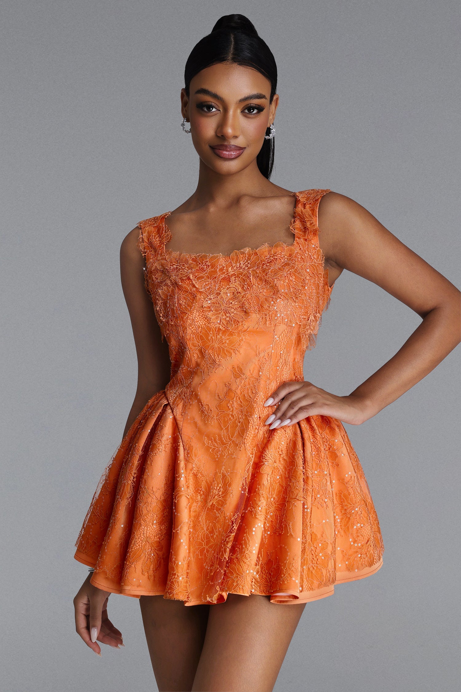 LOUISE CROCHET ORANGE MINI DRESS FOR SUMMER