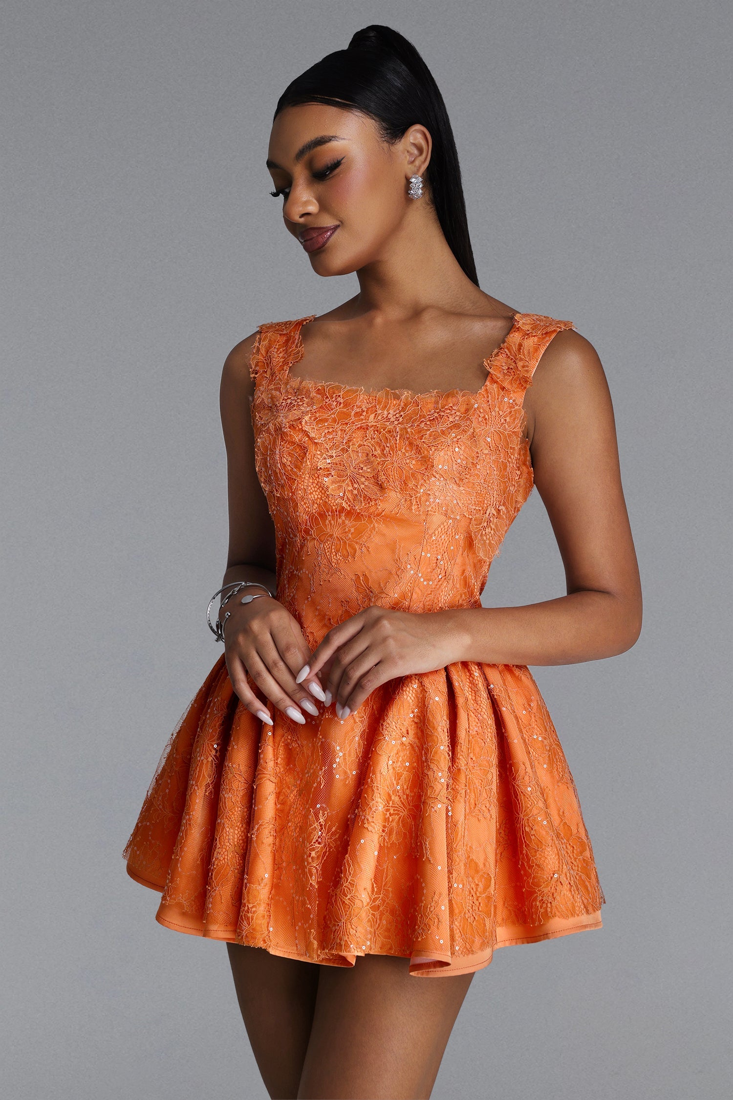 LOUISE CROCHET ORANGE MINI DRESS FOR SUMMER