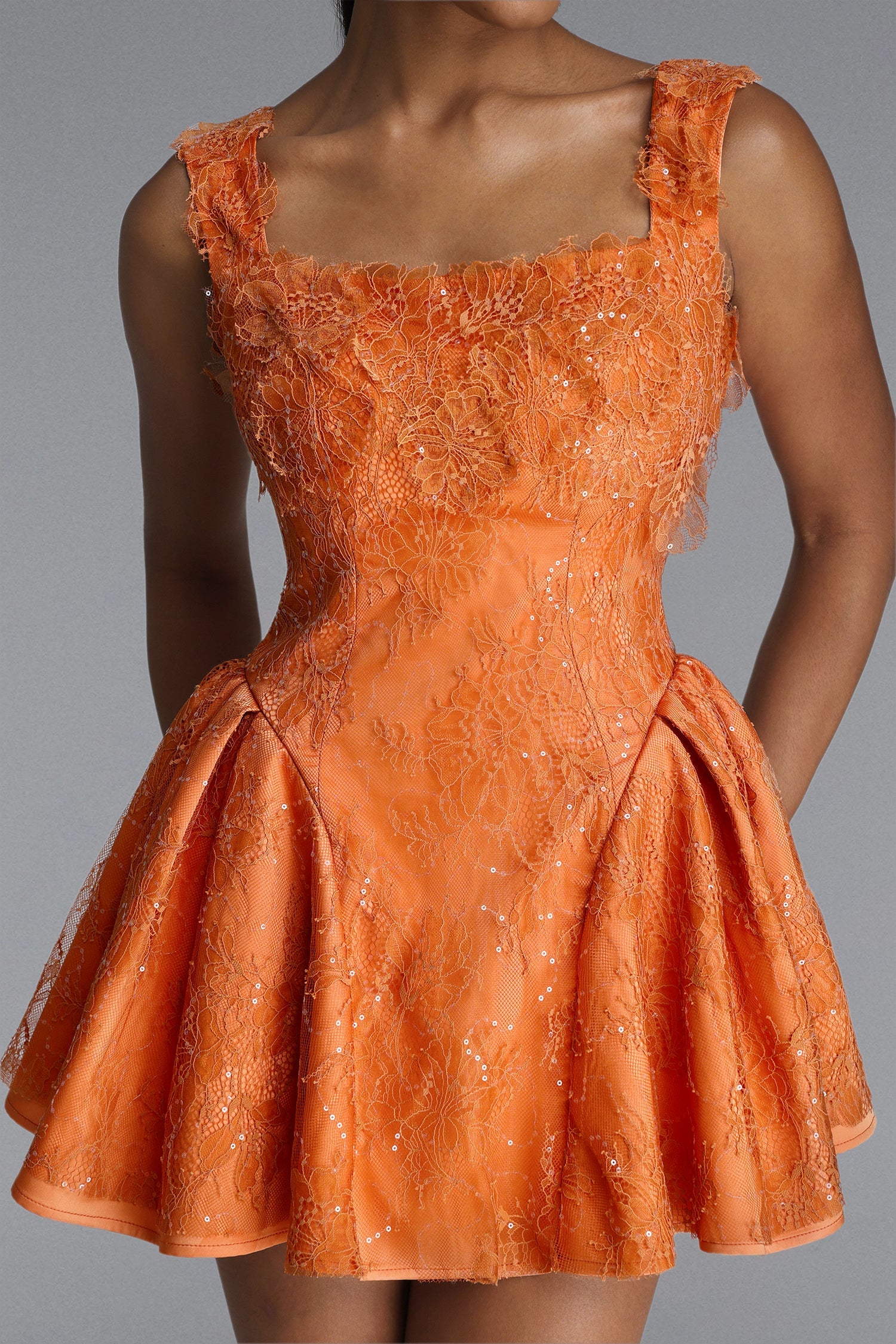 LOUISE CROCHET ORANGE MINI DRESS FOR SUMMER