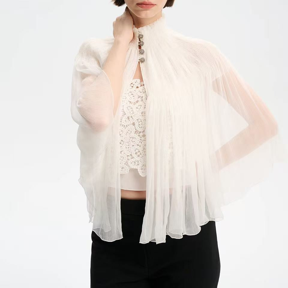 WHITE LACE CAMI & SHEER CHIFFON CAPELET SET