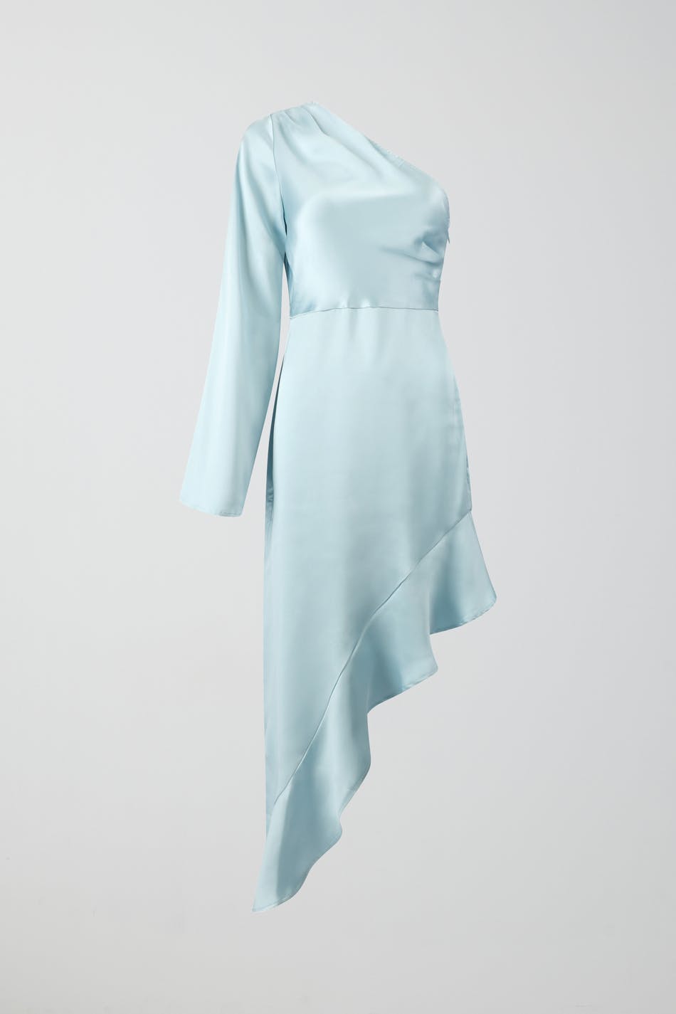 ONE SHOULDER FRILL SLIT DRESS FOR PARTY
