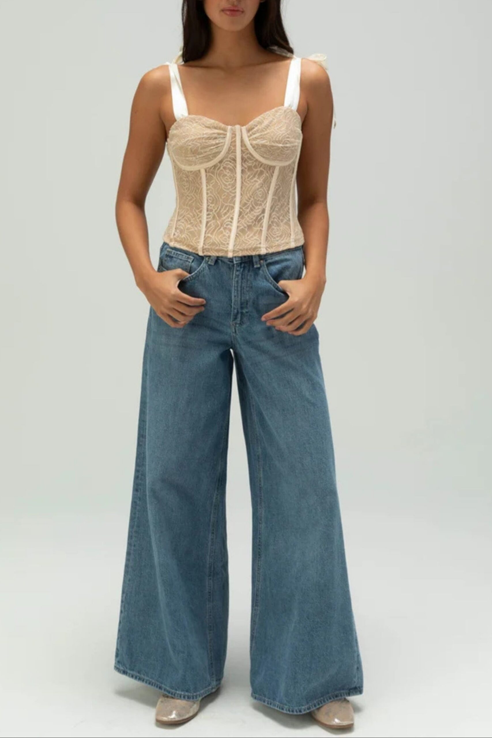 WEST OF MELROSE LACE CORSET TOP FOR PARTY