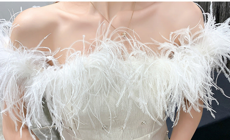 SEXY ONE-SHOULDER FEATHER MINI DRESS FOR PARTY