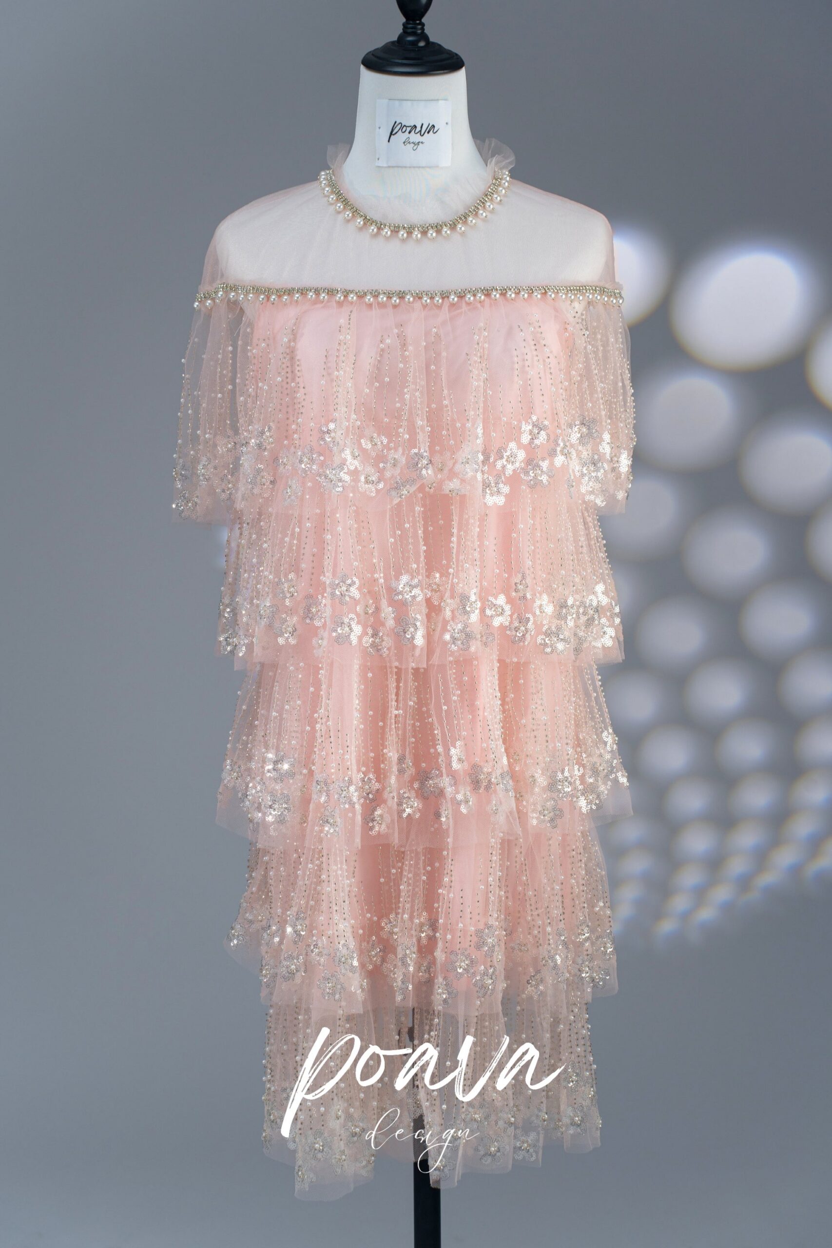 LACE TRIM TIERED MIDI DRESS IN PINK
