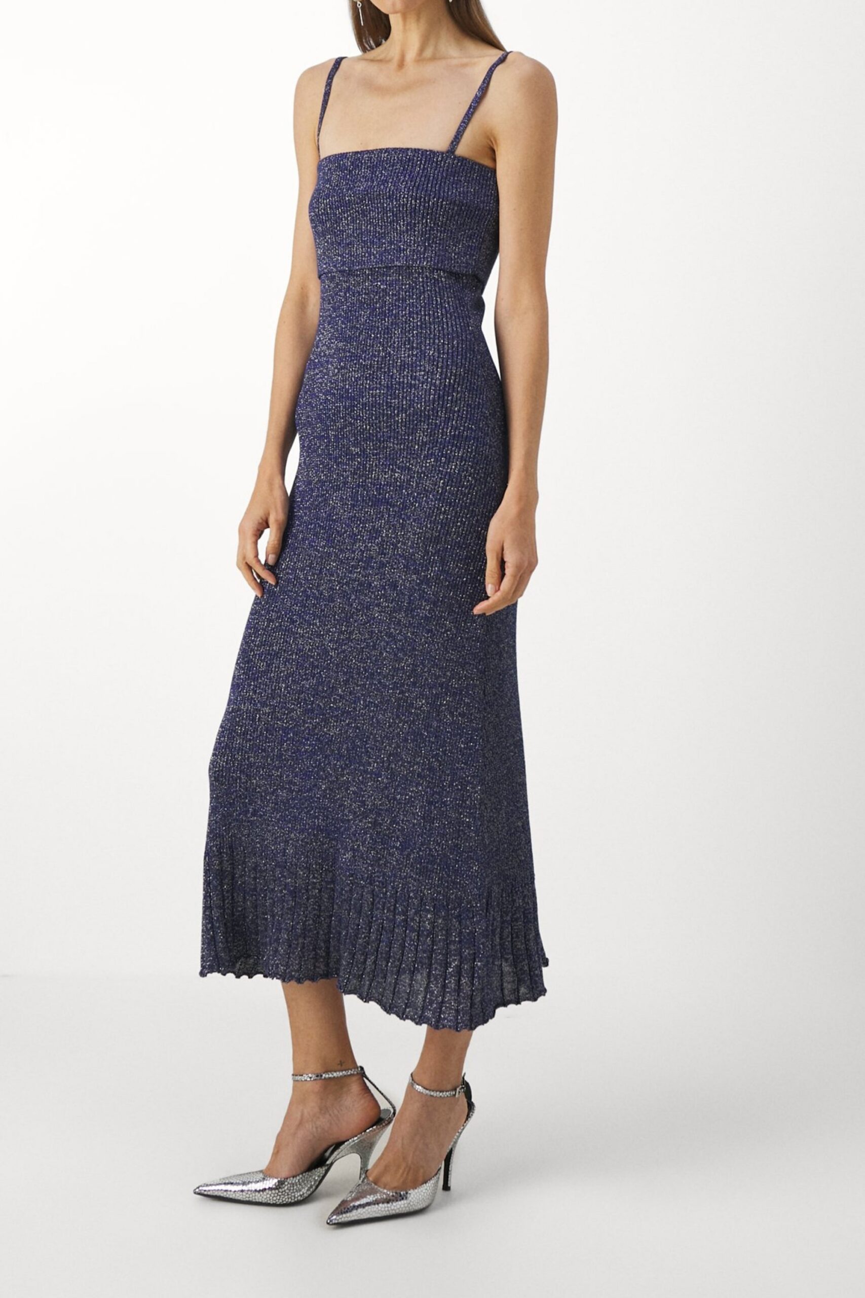 STRAPPY KNIT MAXI DRESS IN BLUE