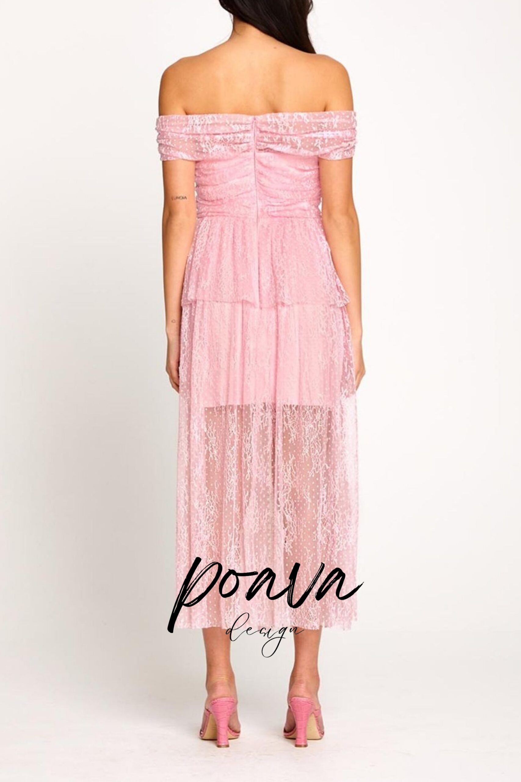 CUTOUT MESH MIDI DRESS PINK DATE NIGHT