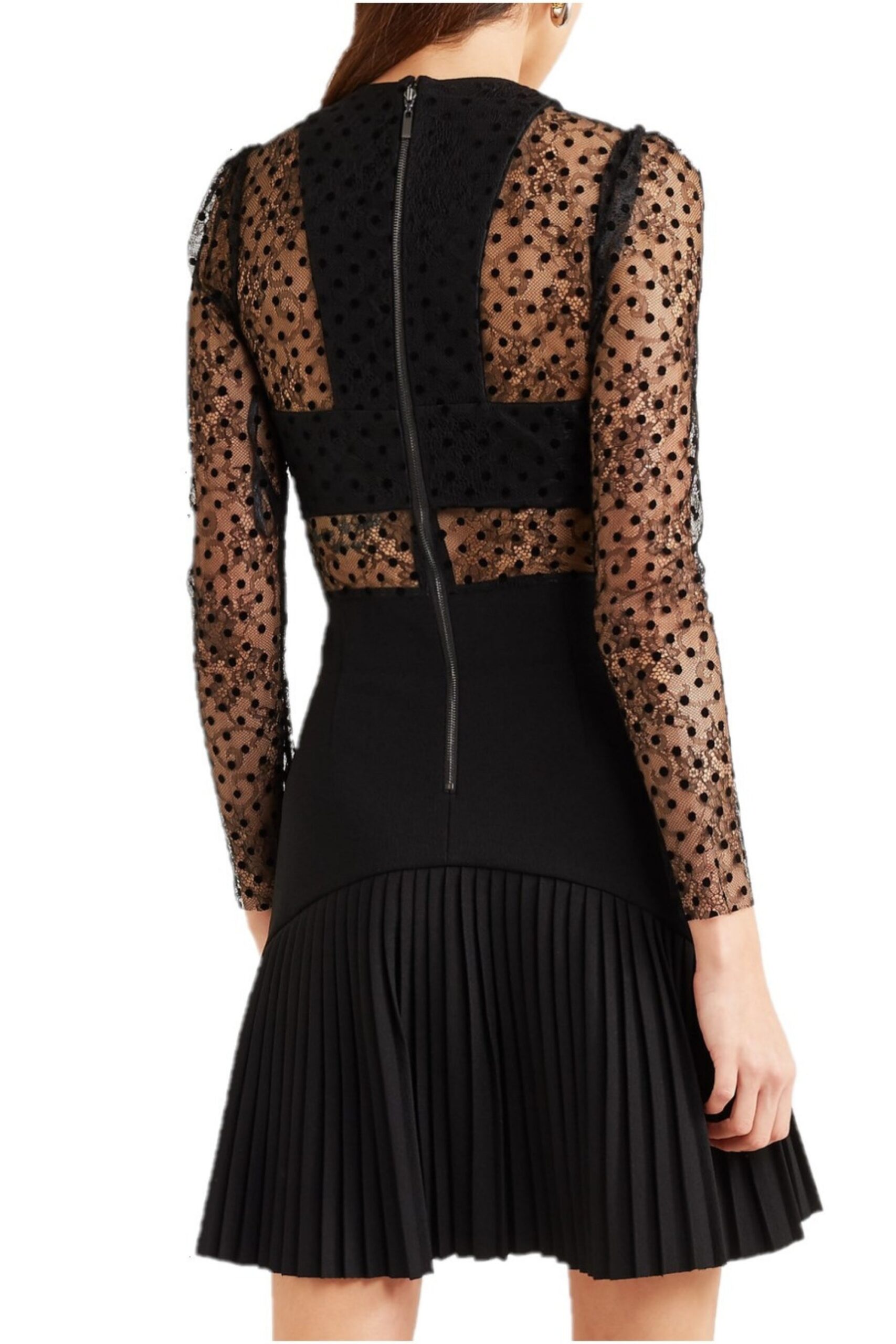 GABRIELLA SPOT LACE MINI DRESS BLACK