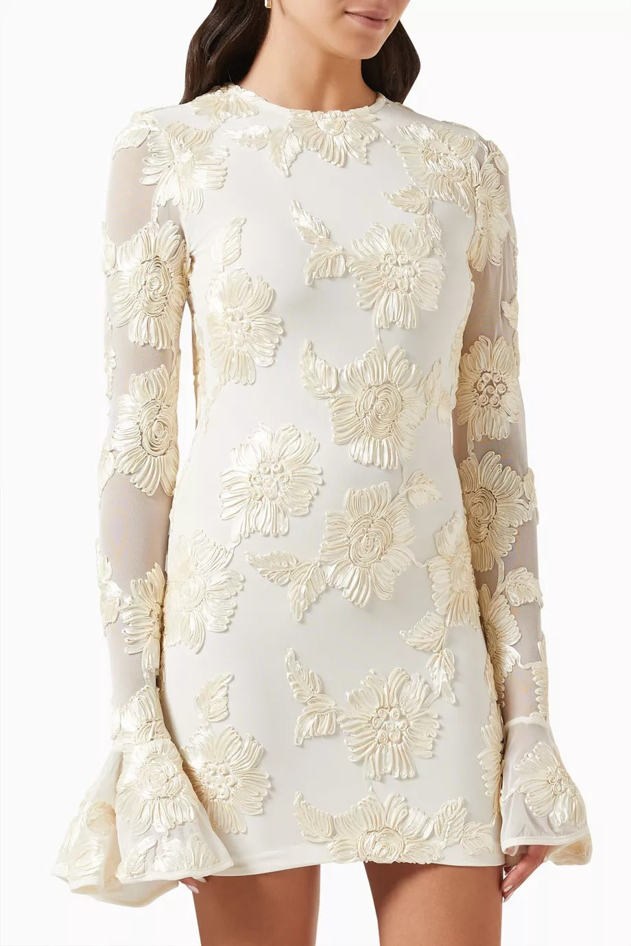 FLORAL EMBROIDERED MINI DRESS FOR WEDDING GUEST