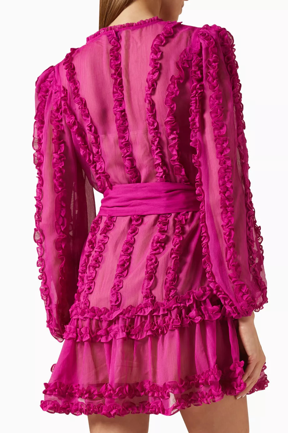 LARA CHIFFON ROSE RED FLORAL HEM MINI DRESS