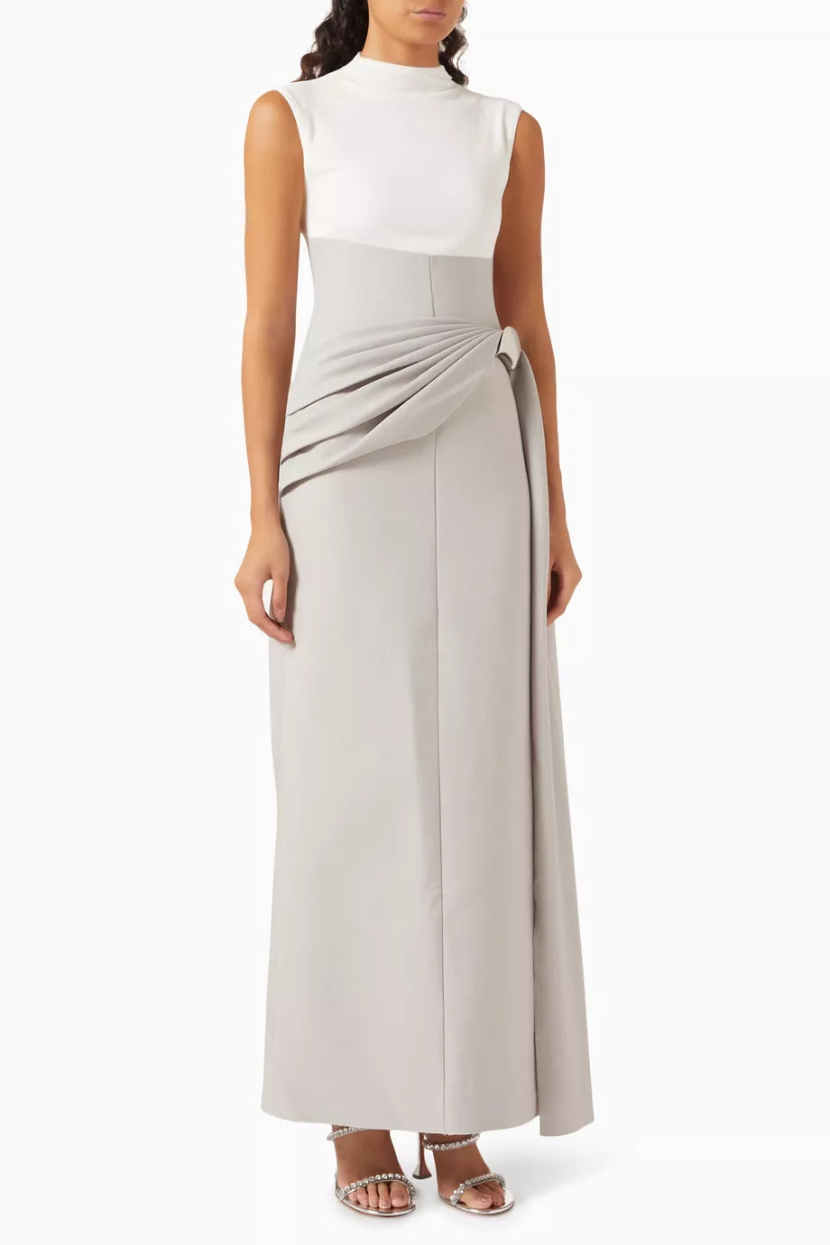 KELLY PLEATED KNIT MAXI DRESS GREY