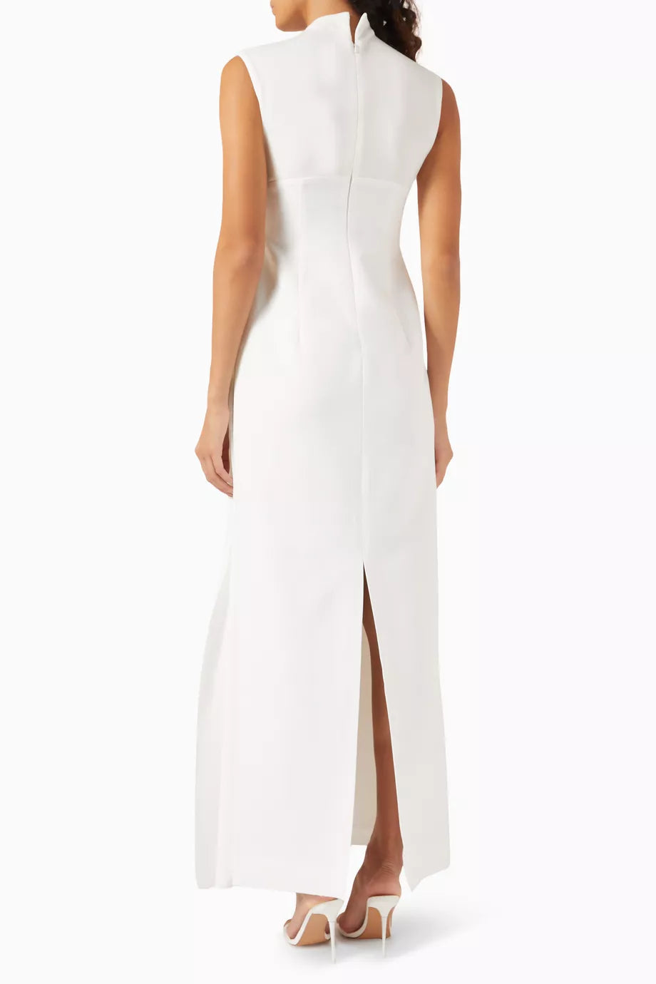 KELLY PLEATED KNIT MAXI DRESS, WHITE, ELEGANT