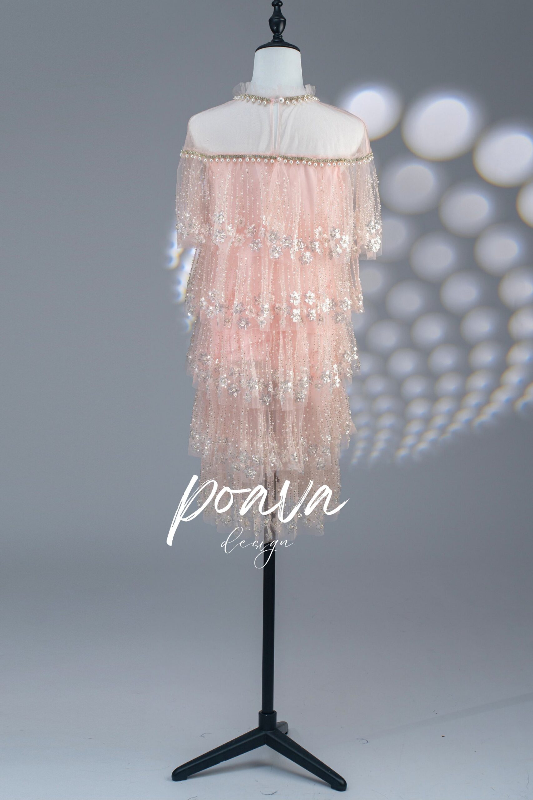 LACE TRIM TIERED MIDI DRESS IN PINK