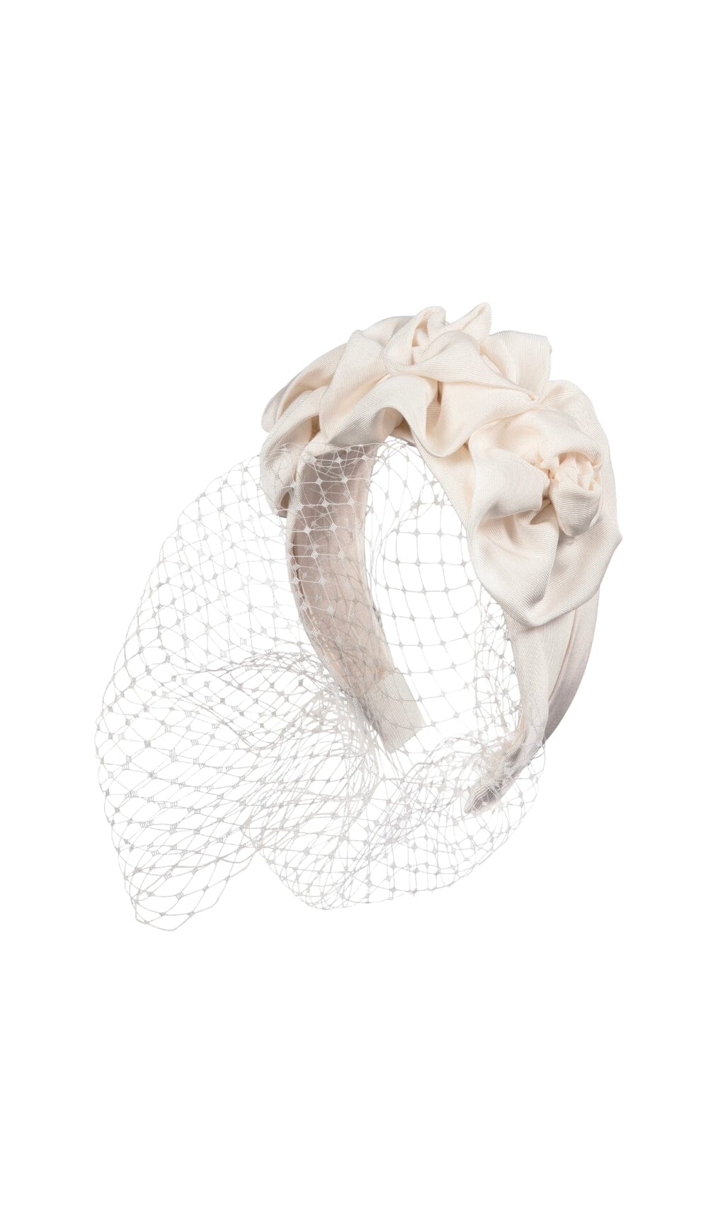 21_5bca3422-1fb0-42c4-bb59-63394f51b837 TRIPLE ROSETTE VEIL CREAM BRIDAL WEDDING HEADPIECE
