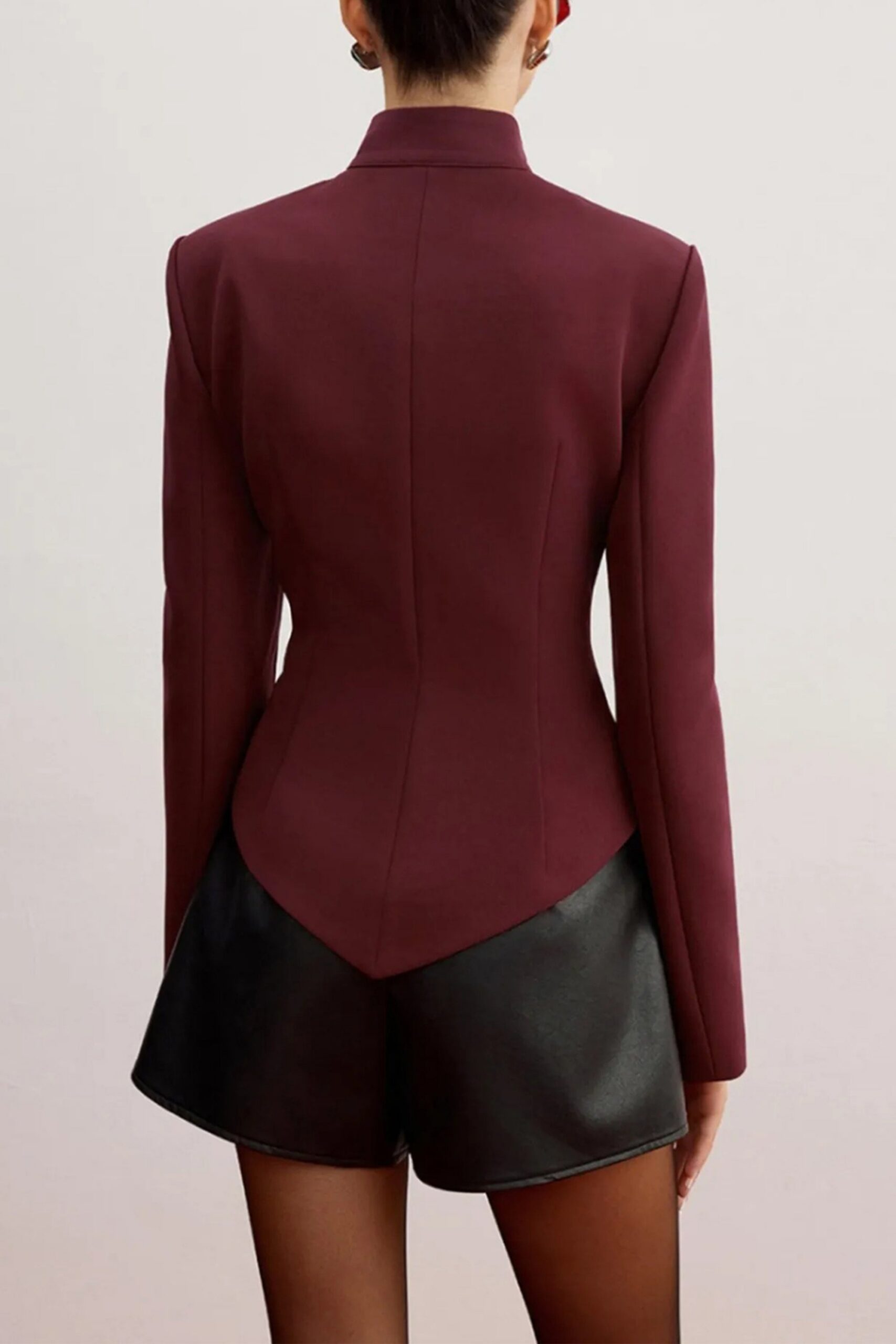 CUTOUT STAND COLLAR BLAZER | PARTY OVERSIZED BLAZER