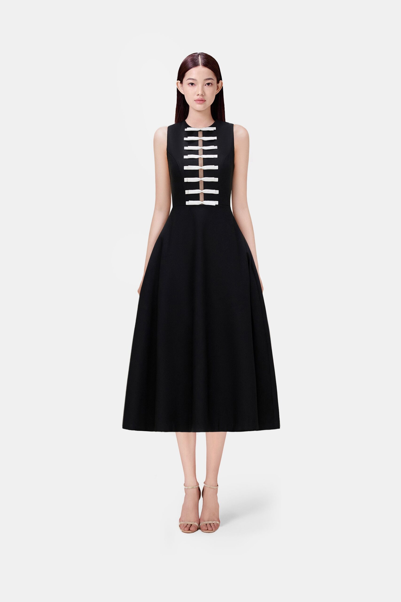 BOW TIED MIDI DRESS FOR WEDDING GUEST