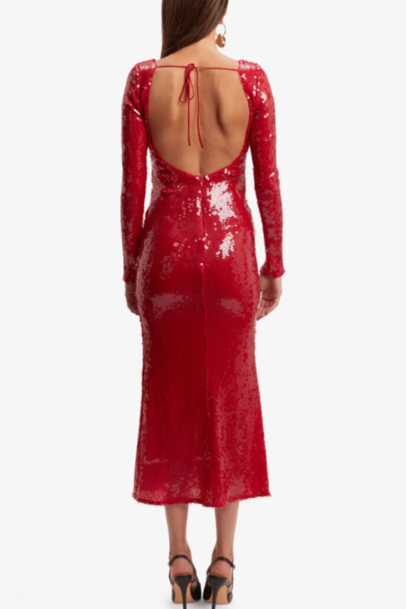 SEQUIN BANDAGE RED MAXI DRESS FOR PARTY