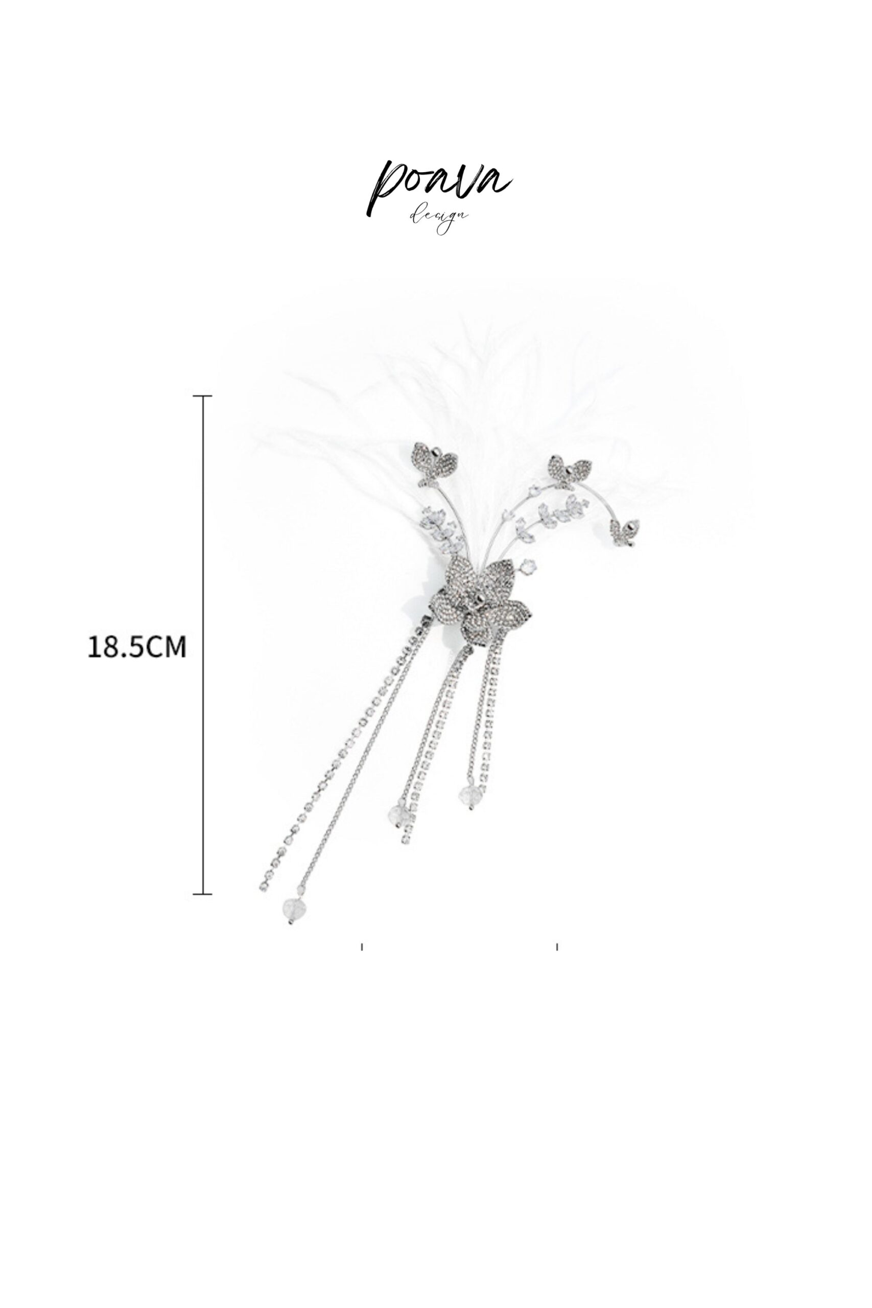 FEATHER CRYSTAL DROP EARRINGS FOR WEDDING
