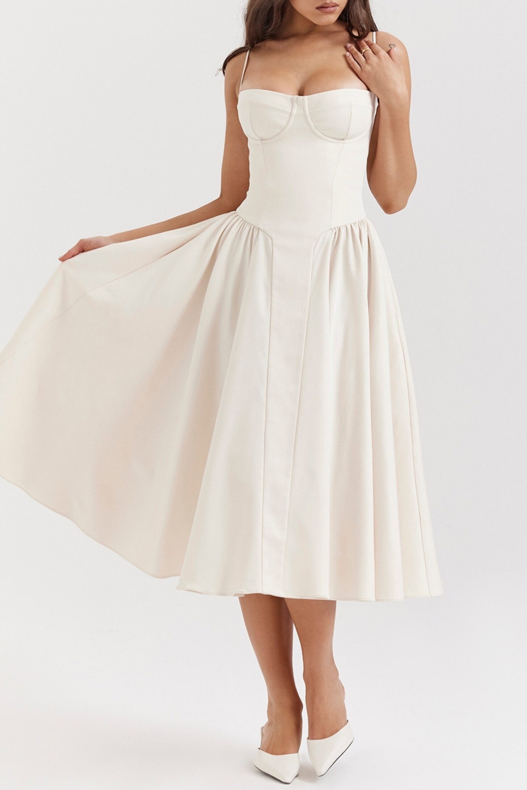 VINTAGE CREAM CORSET SUNDRESS, BOHO WEDDING GUEST