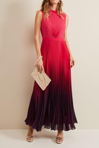OMBRE PLEATED DRAPED MAXI DRESS FOR EVENING