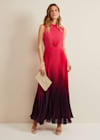 OMBRE PLEATED DRAPED MAXI DRESS FOR EVENING